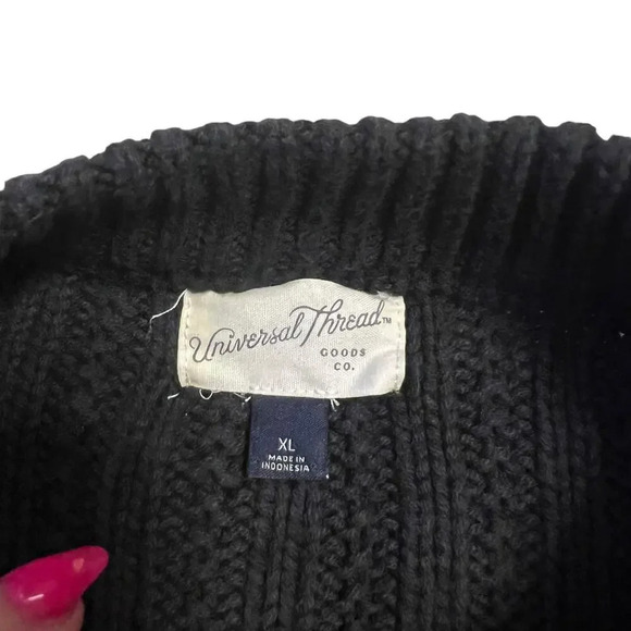 Universal Thread Women's XL Black Ribbed Knit Pullover‎ Crewneck Sweater - Picture 3 of 4